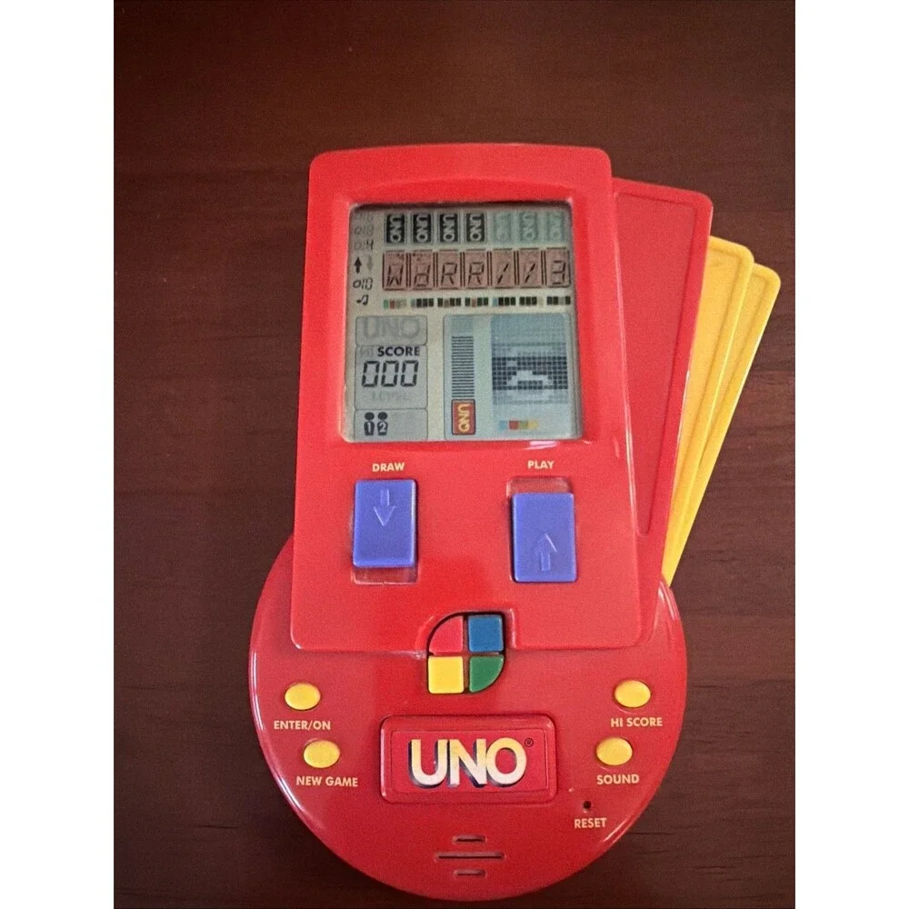 Vintage 1999 Mattel UNO Electronic Red Handheld Travel Game Classic Tested Works